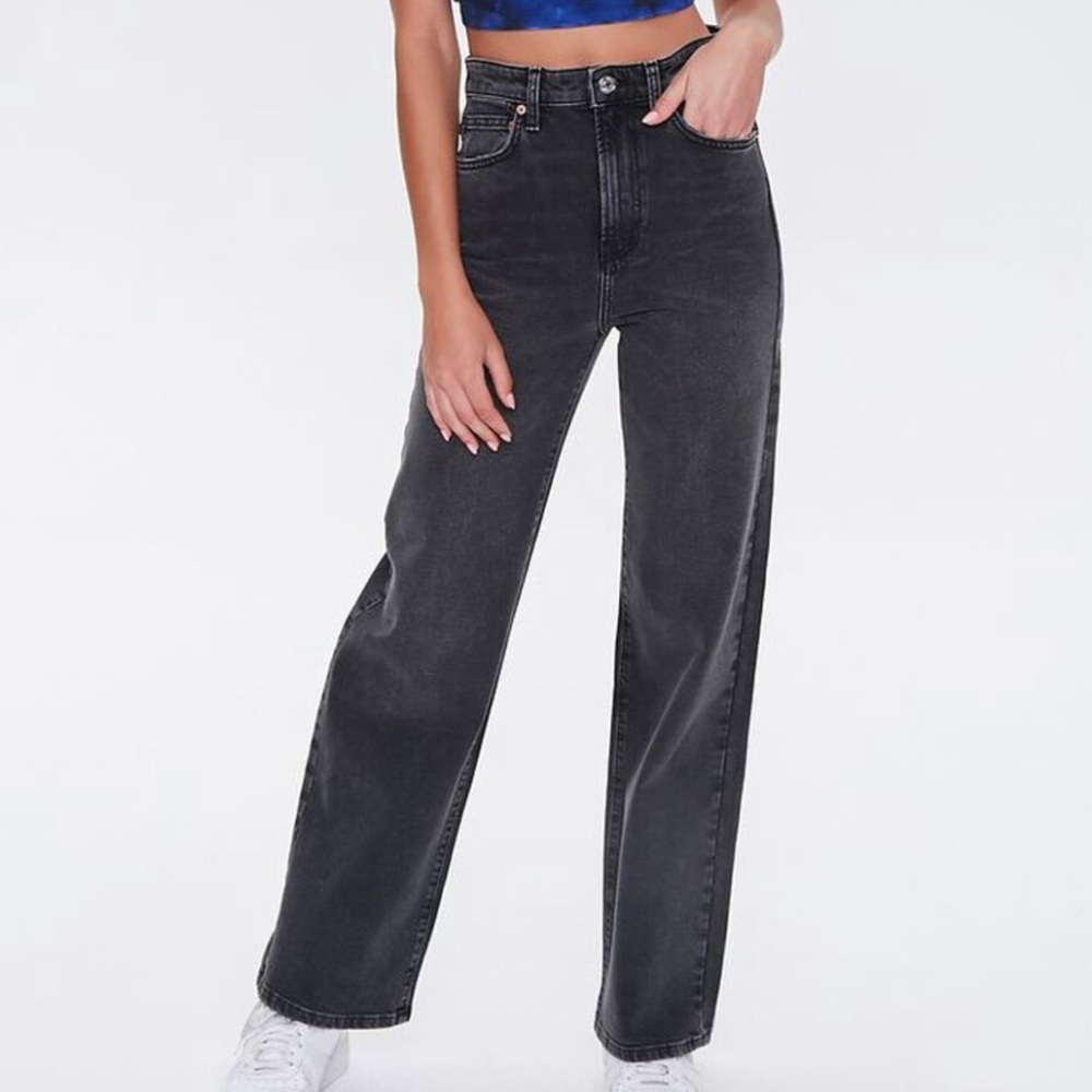forever 21 black faded straight leg jeans 27